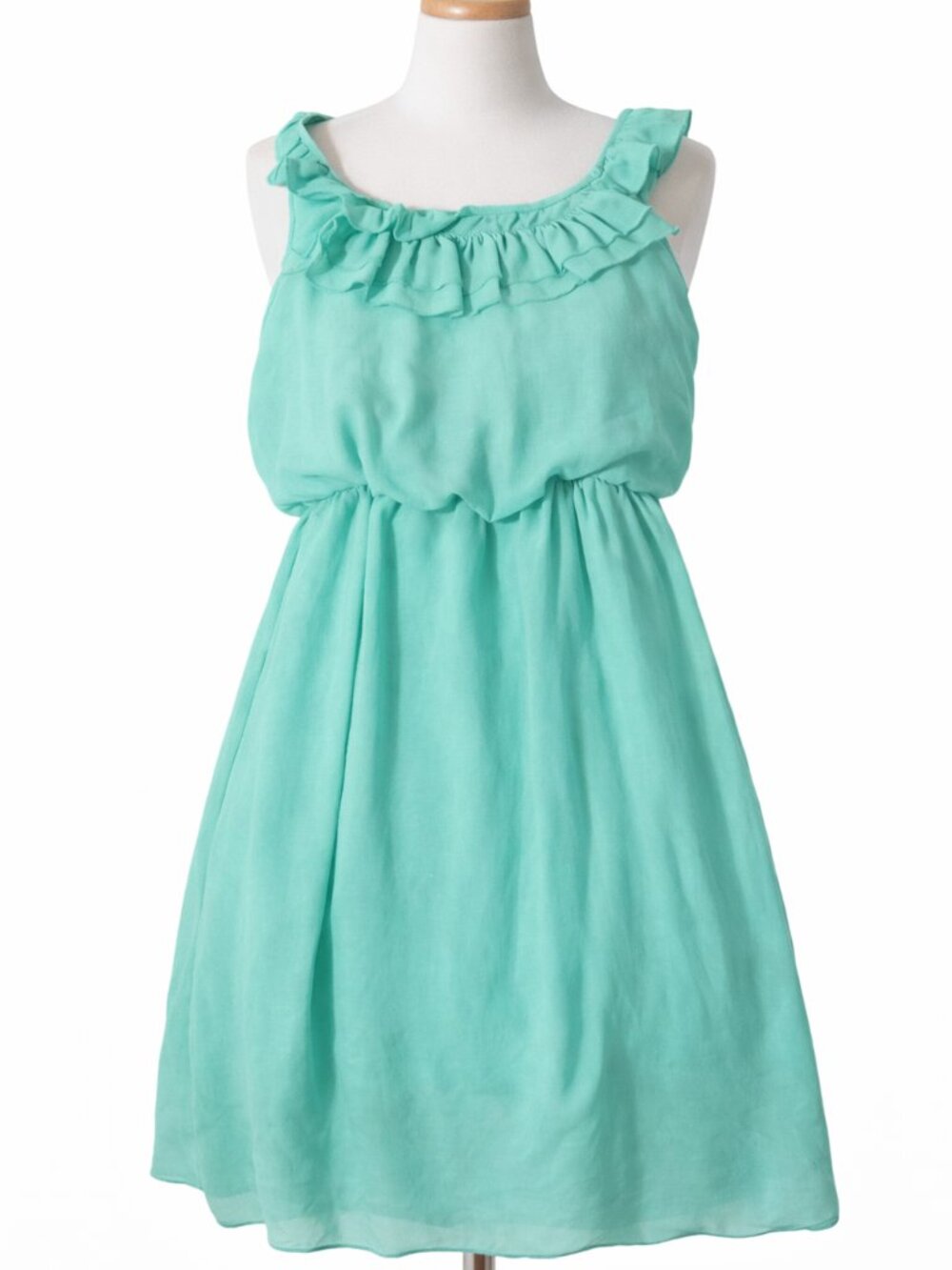 Sweet Storm Mint Green Ruffle Neck Sleeveless Dress Size S